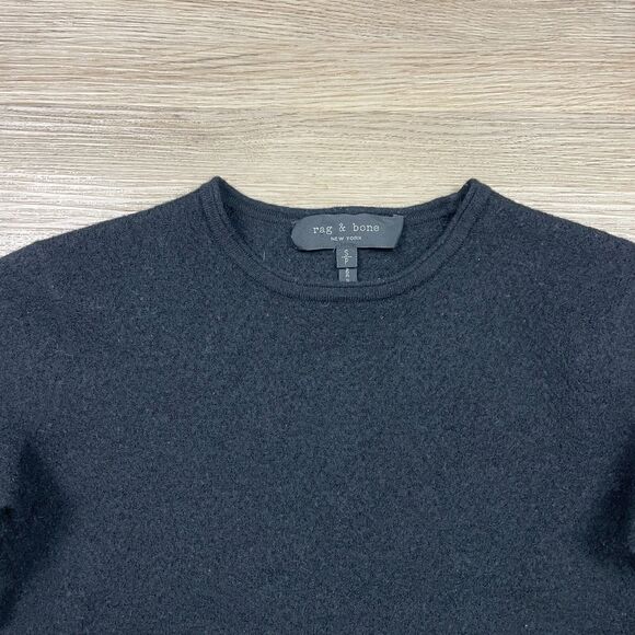 Rag Bone Sweater Womens Small Black Merino Wool V Knit Casual - Picture 2 of 8